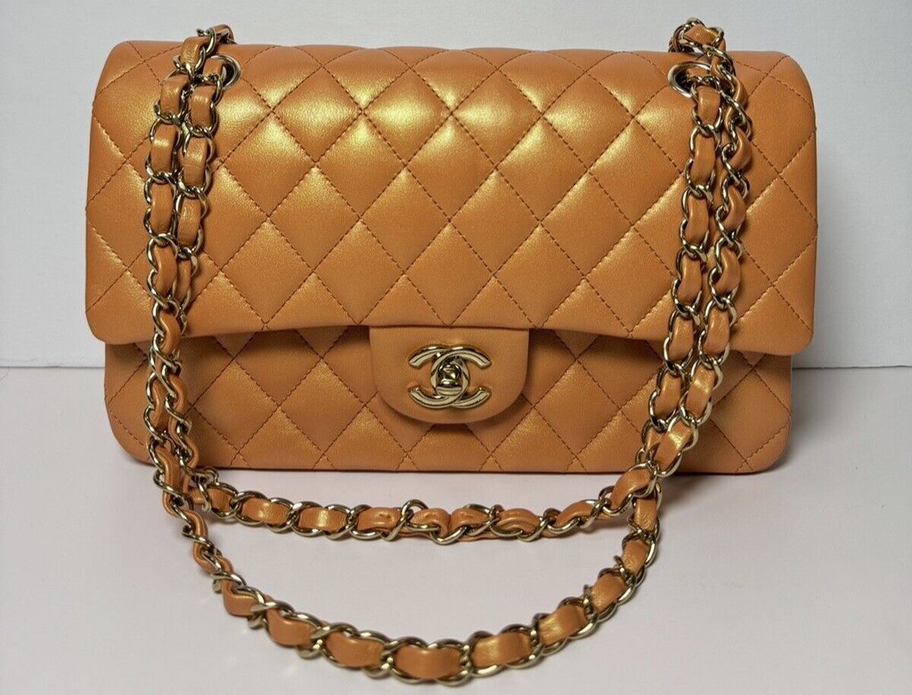 Chanel Orange Iridescent Medium Double Flap Bag #2