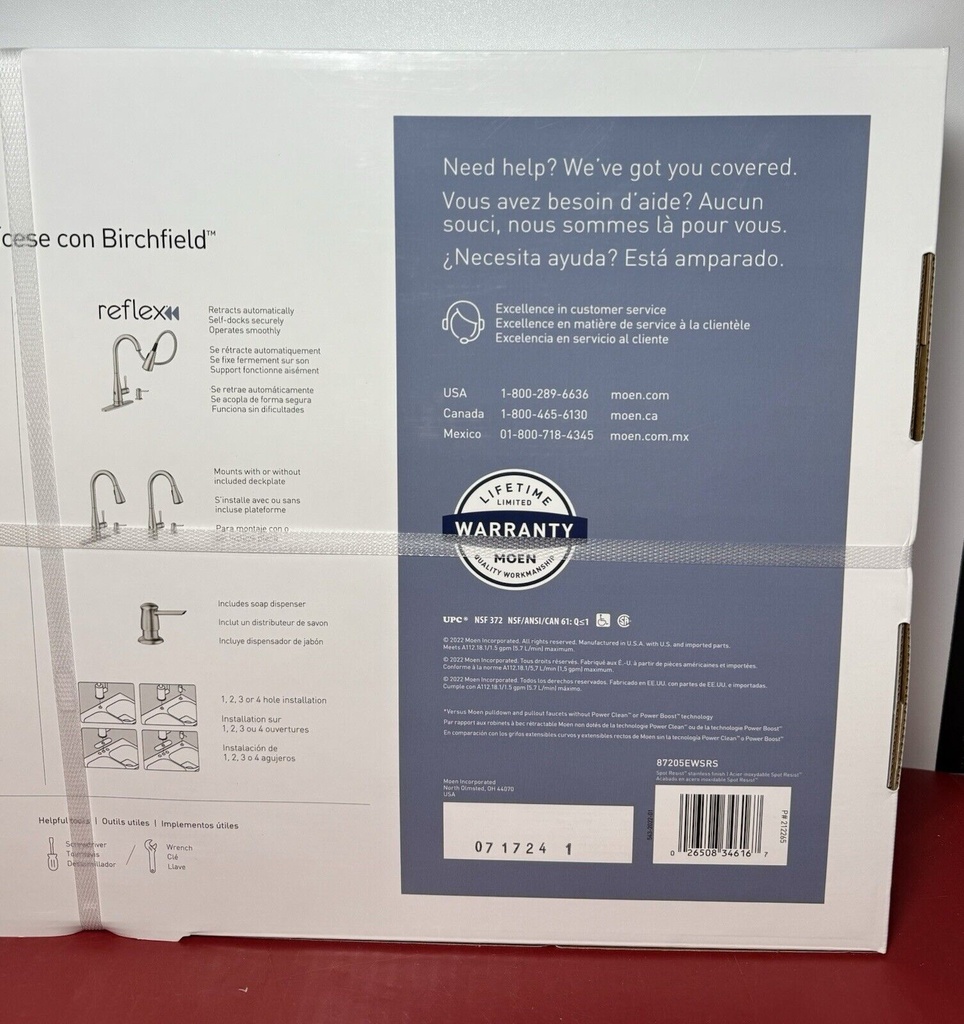 NEW - Moen 87205EWSRS Birchfield Touchless Activation Pulldown Kitchen Faucet #2