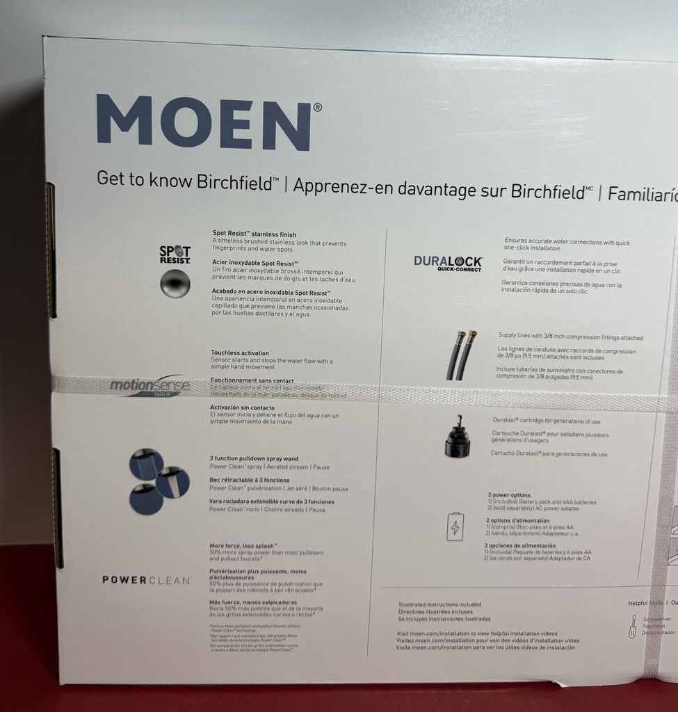 NEW - Moen 87205EWSRS Birchfield Touchless Activation Pulldown Kitchen Faucet #3