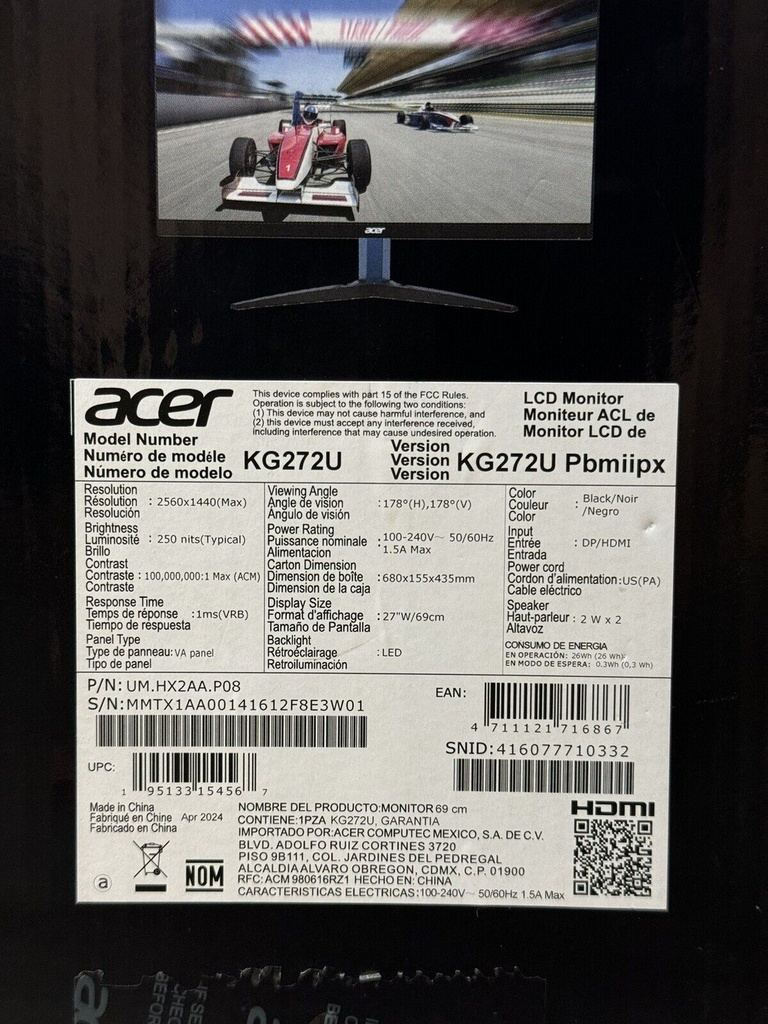 Acer - Nitro KG272U Pbmiipx 27" LED WQHD FreeSync Gaming Monitor - Brand New #4