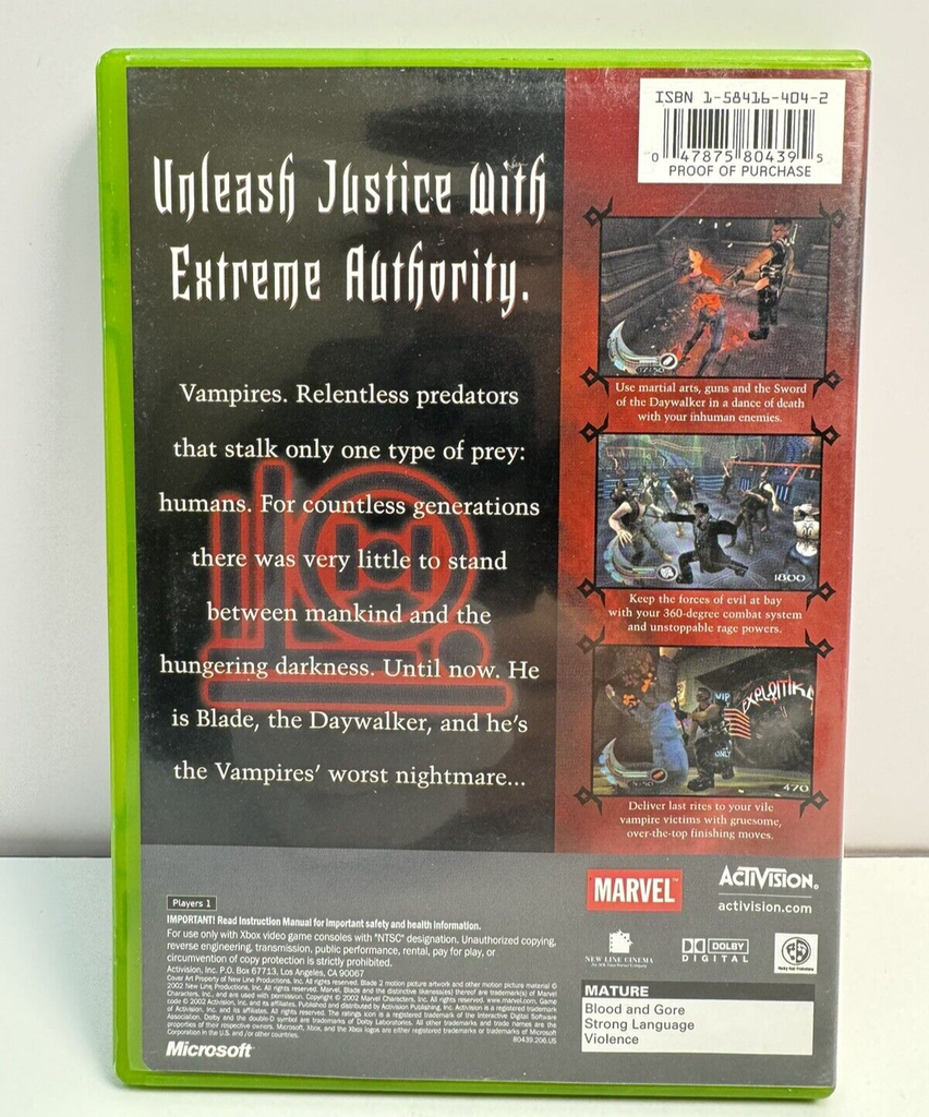 Blade II (Microsoft Xbox, 2002) Complete CIB W Reg. Card TESTED! #1