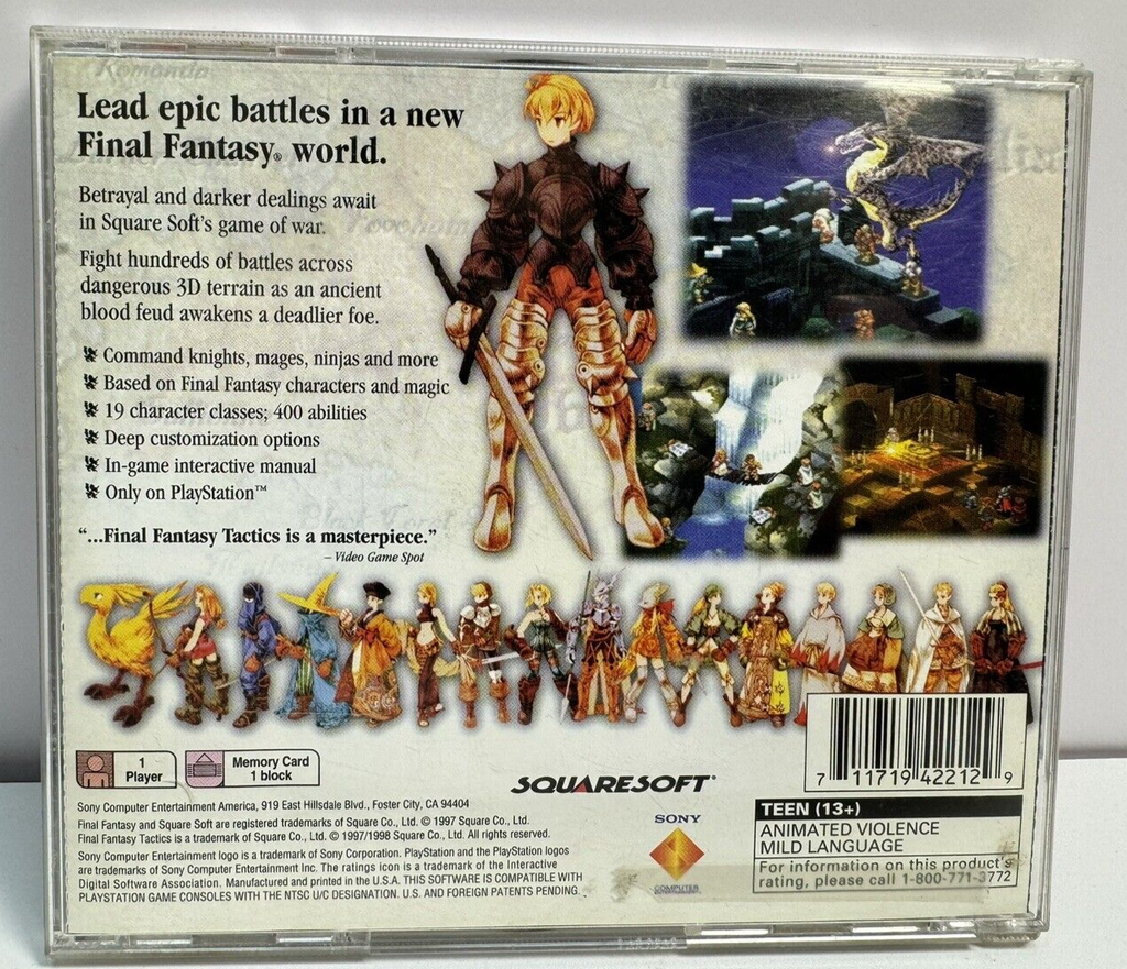 Final Fantasy Tactics (Sony PlayStation 1, 1998) PS1 Black Label - Tested CIB #1