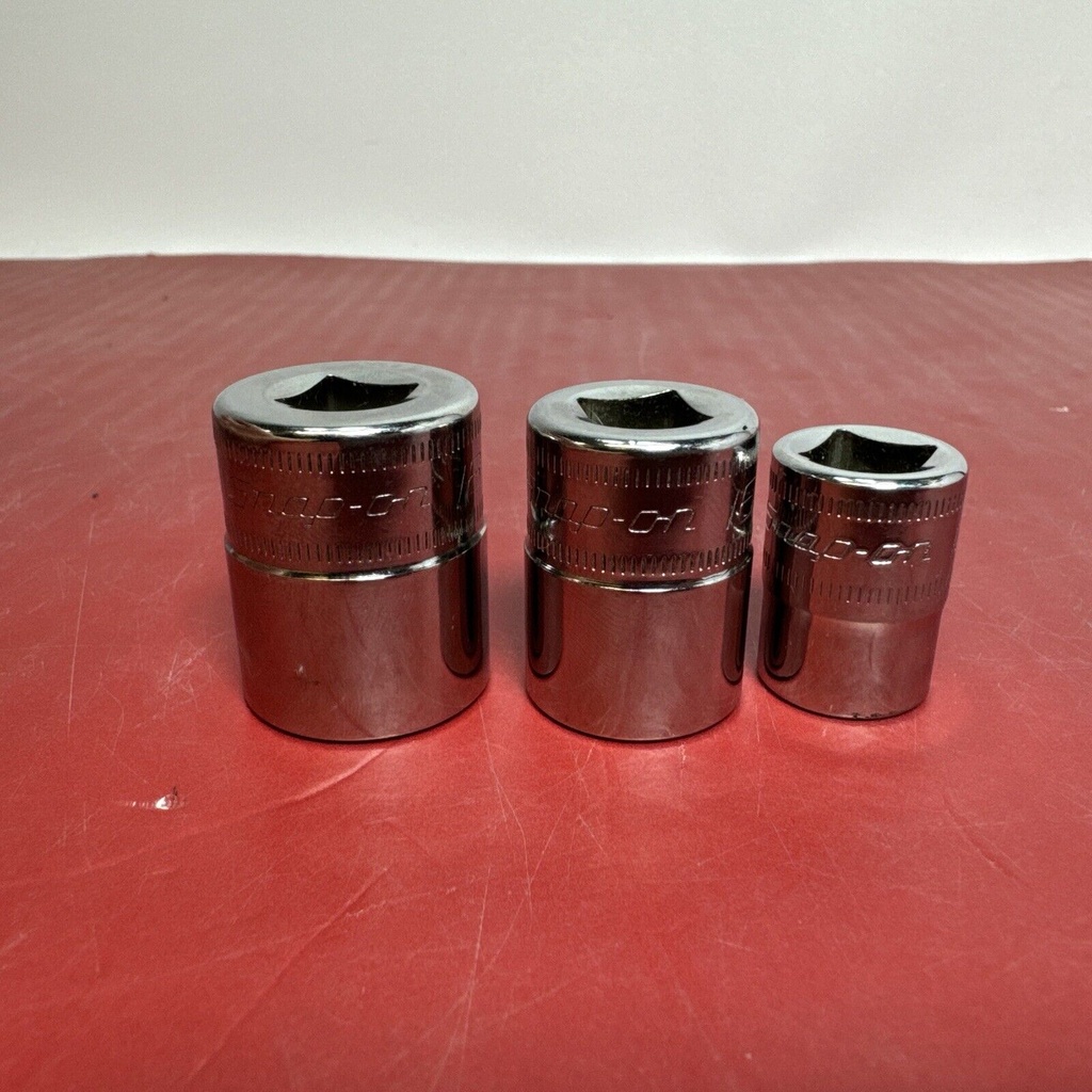 Snap On  3/8" Drive 18mm, 16mm, 12mm Metric 6 Point Shallow Sockets 3 x LOT #1