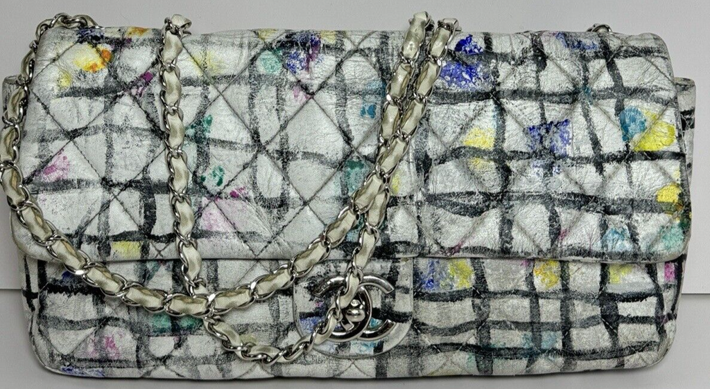 CHANEL  Calfskin Hand - Painted Graffiti Flap Bag #3