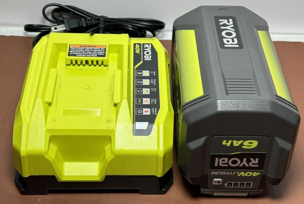 Ryobi Set 2x 40V 6.0 Ah Batteries & Rapid Charger OP406VNM Charger - New #2