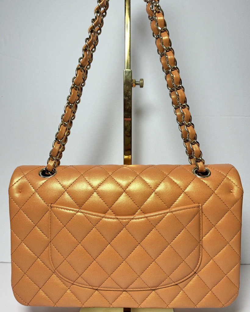 Chanel Orange Iridescent Medium Double Flap Bag #4