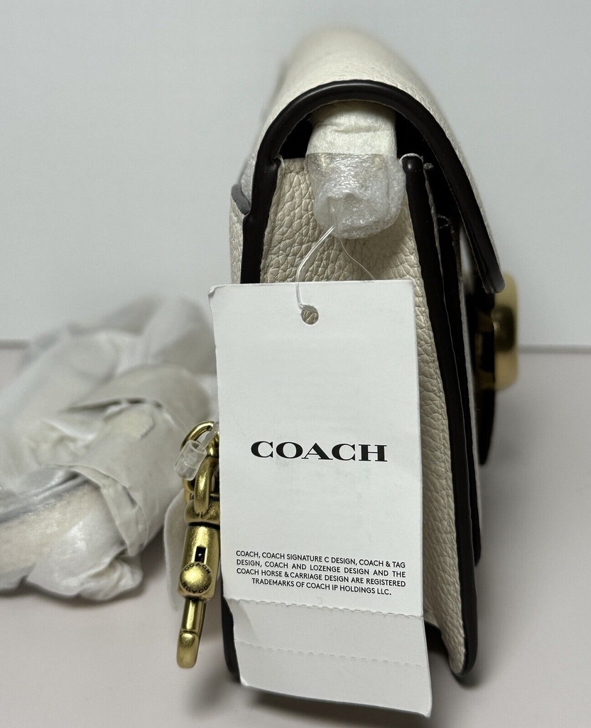 COACH Metallic Tabby Chain Clutch Chalk White NWT -CE772 #6