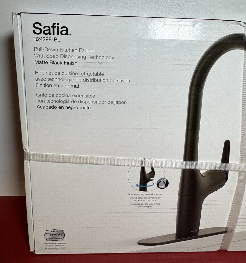 NEW Kohler Safia 1-Handle Pull Down Sprayer Kitchen Faucet Matte Black R24298-BL #2