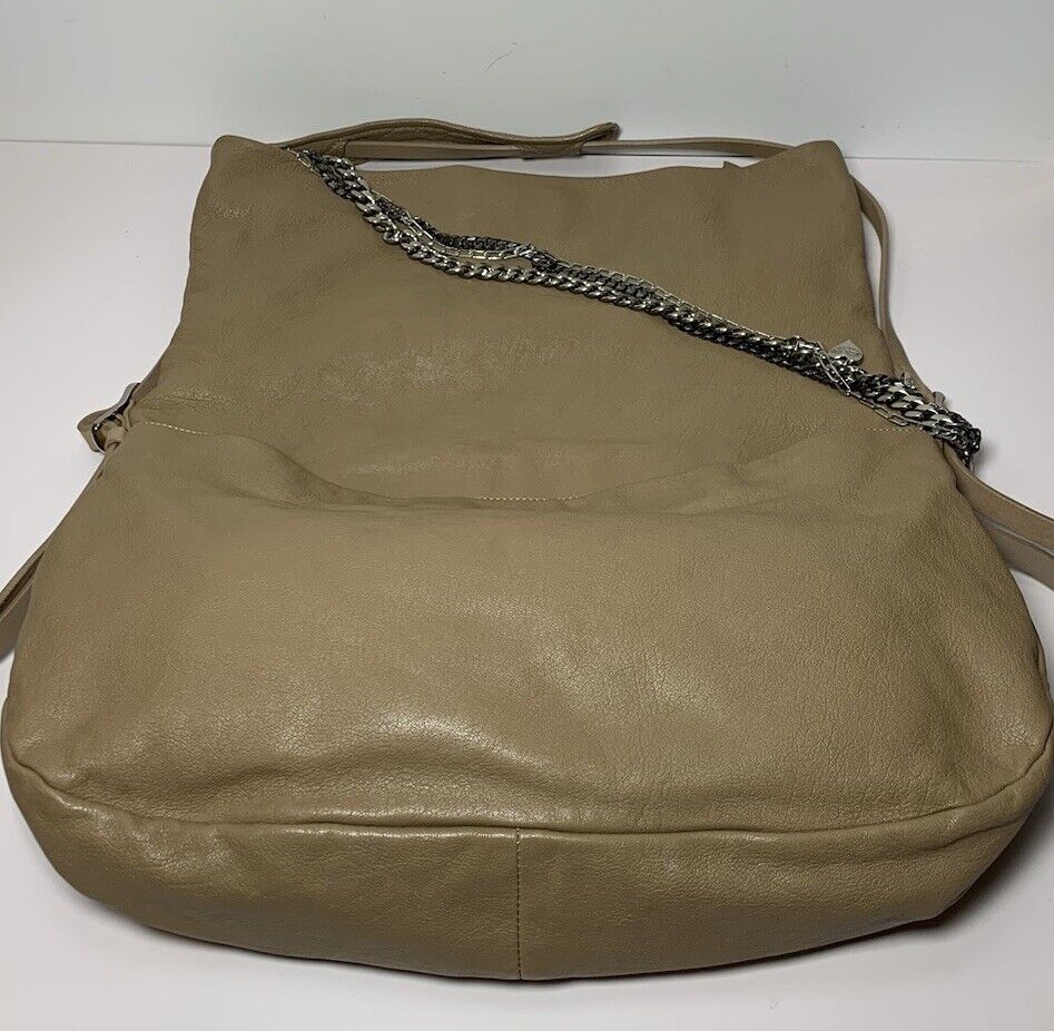 JIMMY CHOO BOHO Biker Hobo Leather Shoulder Chain Bag Nude Tan Brown #6