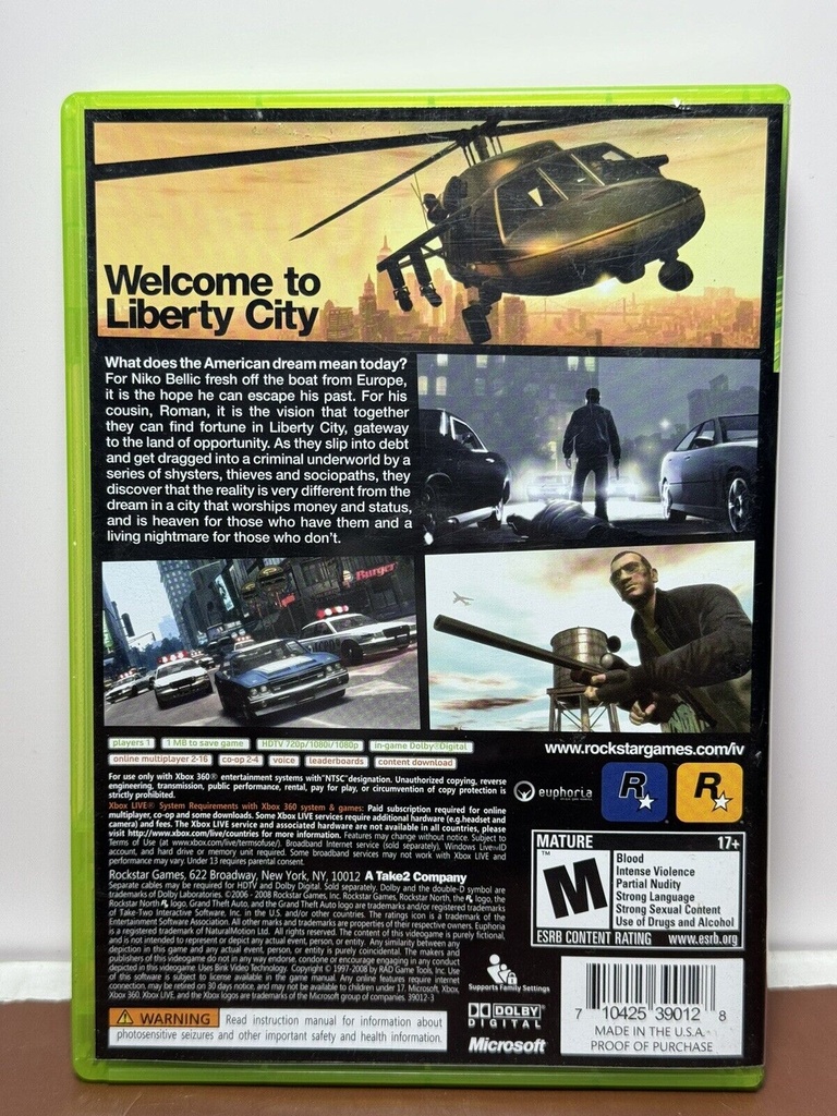 Grand Theft Auto IV (Xbox 360, 2008) CIB with Manual #2