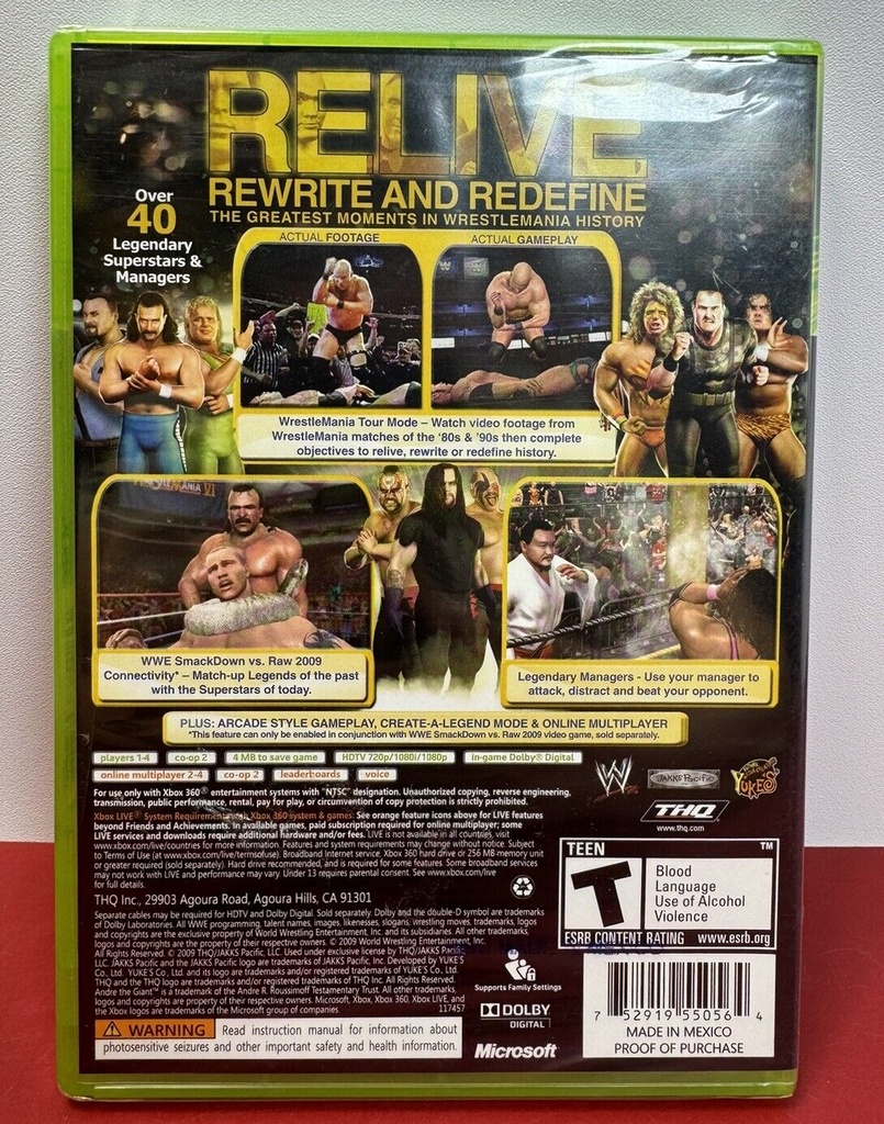 WWE Legends of WrestleMania (Microsoft Xbox 360, 2009)  FACTORY SEALED! #1