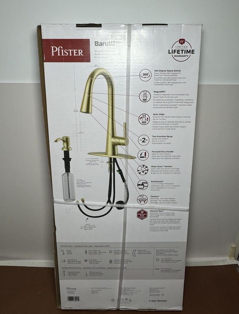 Brand New -  Pfister Barulli  F-529-7BARBG Pull Down Kitchen Faucet-Brushed Gold #1