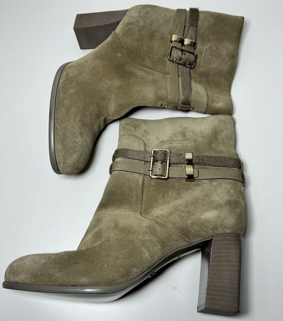 Dior Women's Taupe Suede Double Buckled Straps Ankle Boots #2