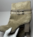 Dior Women's Taupe Suede Double Buckled Straps Ankle Boots at best price