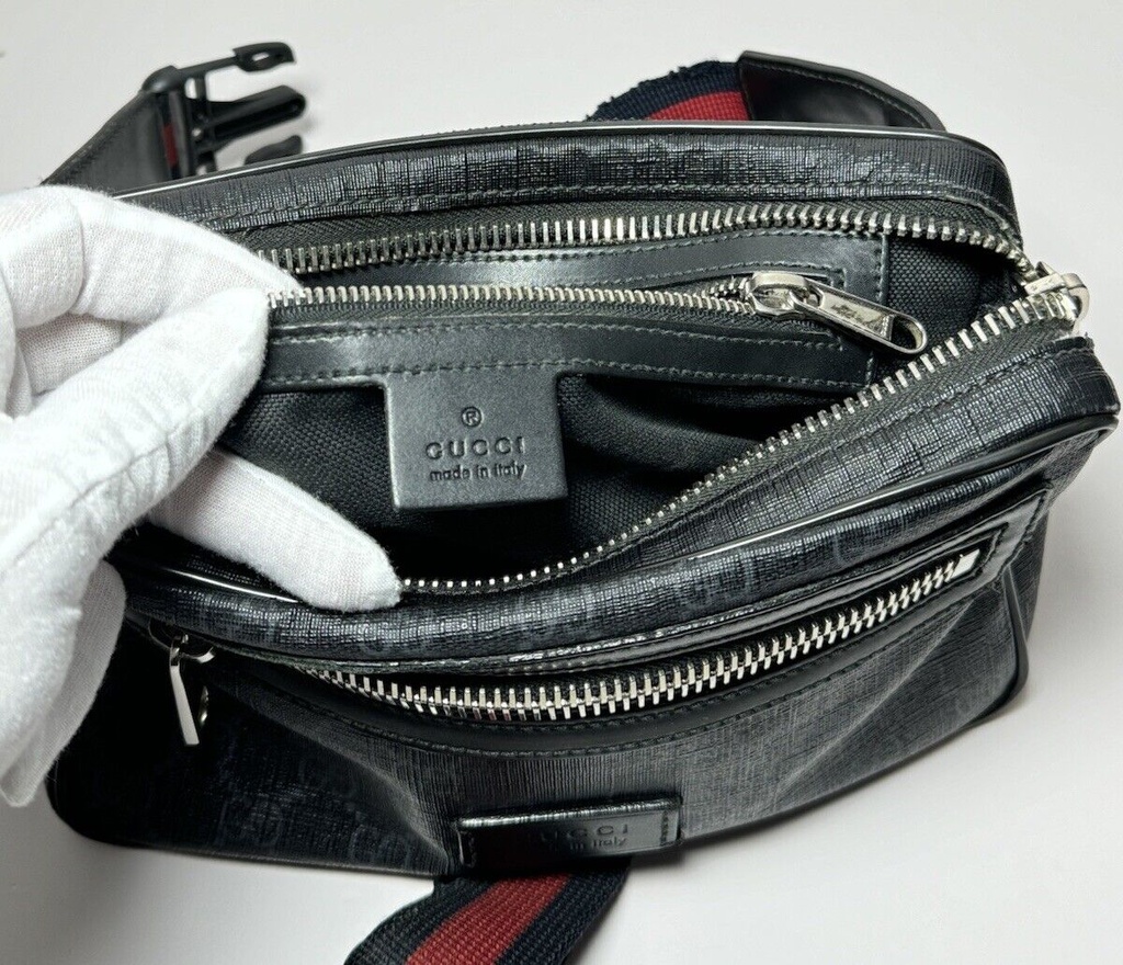 Gucci Soft GG Supreme Monogram Web Belt Bag Black Grey #8