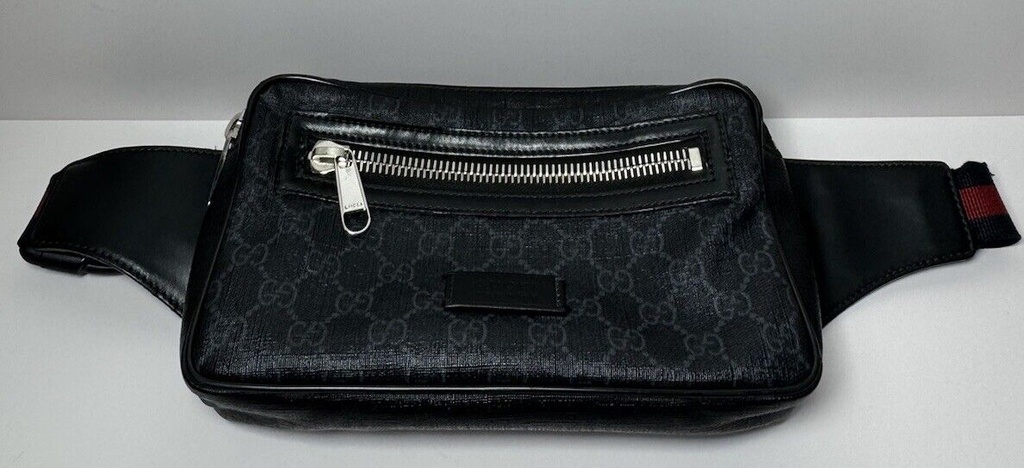 Gucci Soft GG Supreme Monogram Web Belt Bag Black Grey #14