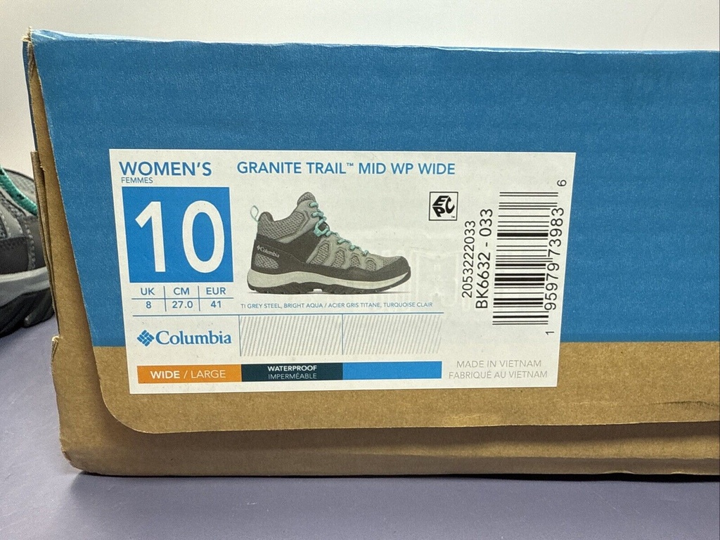 Columbia Womens Granite Trail Shoes Size 10W Mid-Top Waterproof Gray BK6632-033 #6