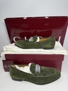 GUCCI Men's Olive Green Jordy Guccissima Suede Loafers Silver Horsebit Size 41 used