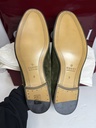 GUCCI Men's Olive Green Jordy Guccissima Suede Loafers Silver Horsebit Size 41 buy