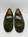 GUCCI Men's Olive Green Jordy Guccissima Suede Loafers Silver Horsebit Size 41 price