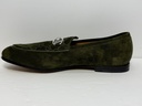 GUCCI Men's Olive Green Jordy Guccissima Suede Loafers Silver Horsebit Size 41 purchase