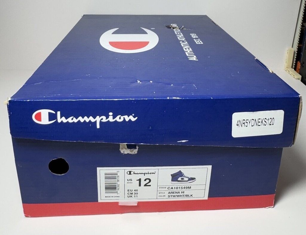 Champion Arena Power Hi Top Men's Shoes Sz 12 BLACK/BLUE/WHITE Athletic Sneaker #9