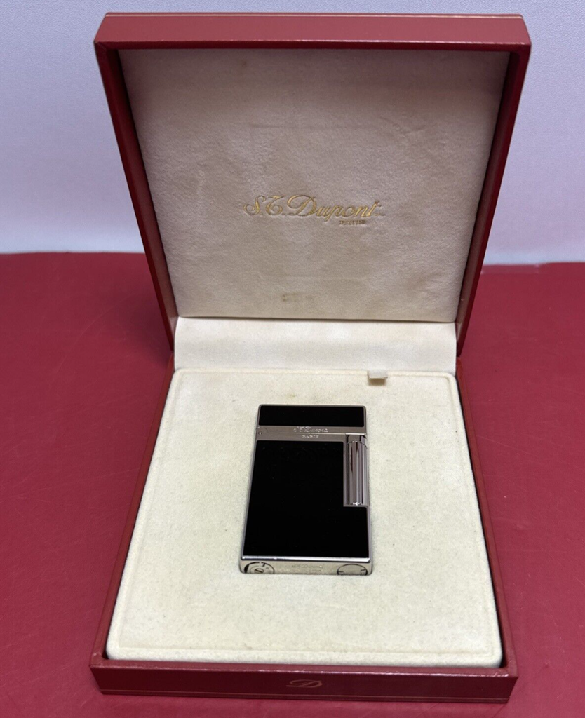 S.T. Dupont Lighter Ligne 2 Montparnasse Lacquer Silver Color With Original Box #8