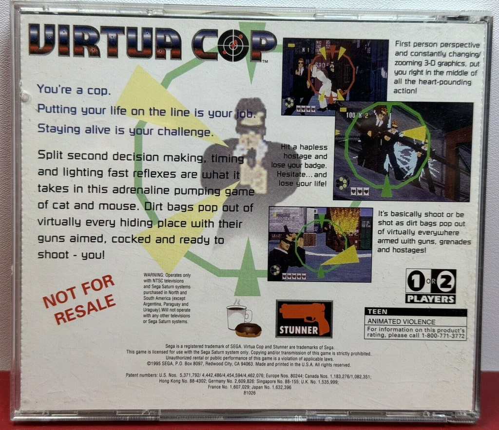 Virtua Cop (Sega Saturn, 1995) Not For Resale Complete Vintage Sega Saturn #1