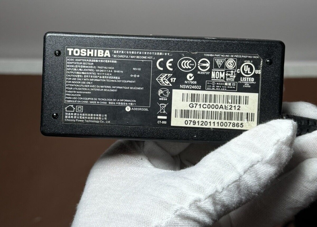 Genuine Brand AC Adapter Charger for Toshiba Laptop with Power Cord 19V 3.42A65W #1