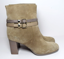 Dior Women's Taupe Suede Double Buckled Straps Ankle Boots used