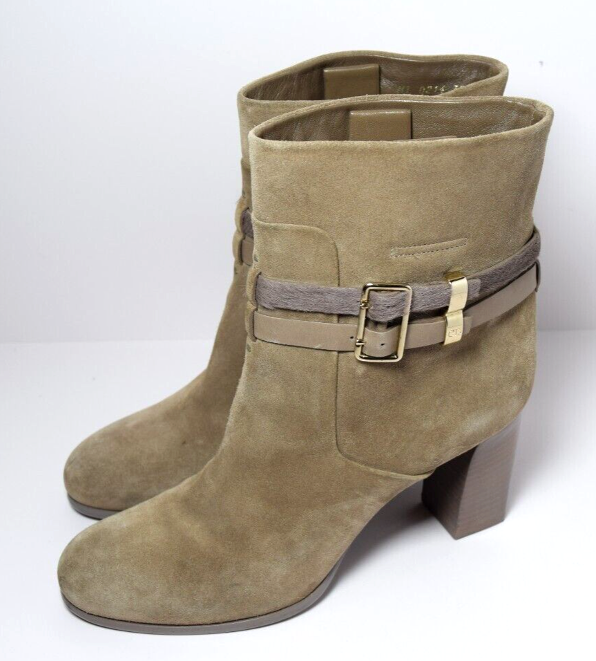 Dior Women's Taupe Suede Double Buckled Straps Ankle Boots #2