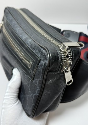 GUCCI GG Supreme belt Waist Body bag Fanny Pack 474293 canvas Black cross body #10
