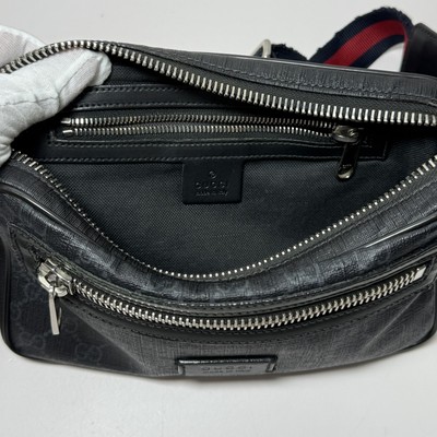 GUCCI GG Supreme belt Waist Body bag Fanny Pack 474293 canvas Black cross body #16