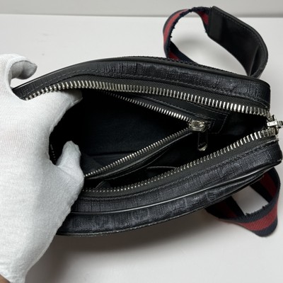 GUCCI GG Supreme belt Waist Body bag Fanny Pack 474293 canvas Black cross body #17