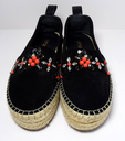 Louis Vuitton Black Suede Leather Frontier Embellished Espadrille Flats Size -37 used