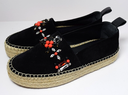 Louis Vuitton Black Suede Leather Frontier Embellished Espadrille Flats Size -37 buy