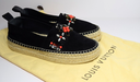 Louis Vuitton Black Suede Leather Frontier Embellished Espadrille Flats Size -37 purchase