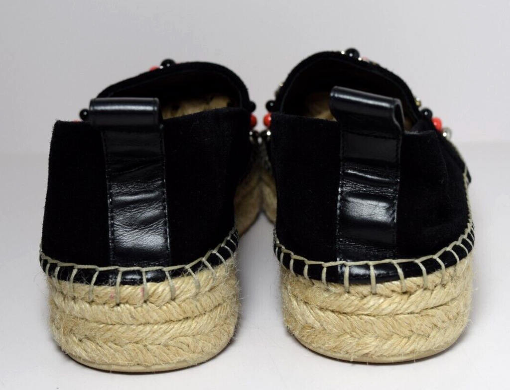 Louis Vuitton Black Suede Leather Frontier Embellished Espadrille Flats Size -37 #6