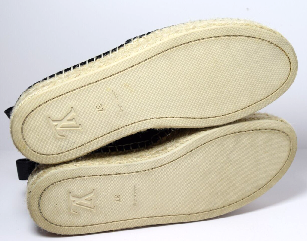 Louis Vuitton Black Suede Leather Frontier Embellished Espadrille Flats Size -37 #7