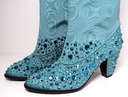 New Gucci Women's Sea Green Jacquard Cowboy Boots with Crystals 631268 3720 price
