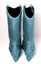 New Gucci Women's Sea Green Jacquard Cowboy Boots with Crystals 631268 3720 purchase