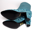 New Gucci Women's Sea Green Jacquard Cowboy Boots with Crystals 631268 3720 with delivery
