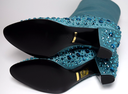 New Gucci Women's Sea Green Jacquard Cowboy Boots with Crystals 631268 3720 in Boston