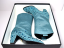 New Gucci Women's Sea Green Jacquard Cowboy Boots with Crystals 631268 3720 – photo-1