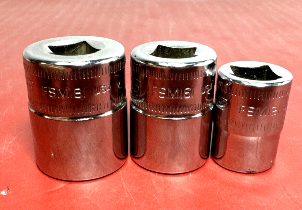Snap On  3/8" Drive 18mm, 16mm, 12mm Metric 6 Point Shallow Sockets 3 x LOT #2