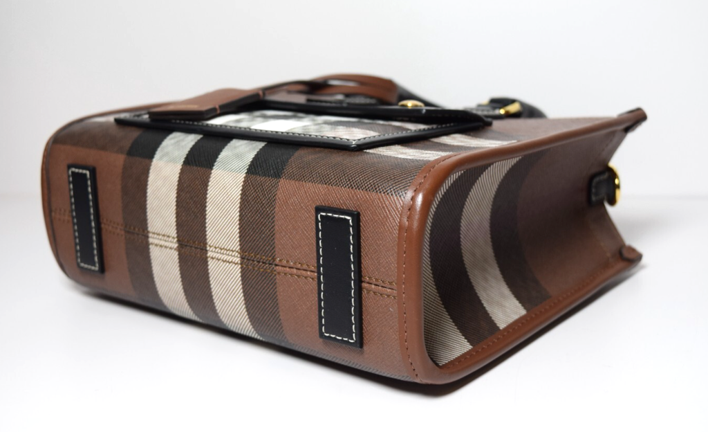 Burberry Freya Shopping Tote Check Canvas with Leather - Mini #3