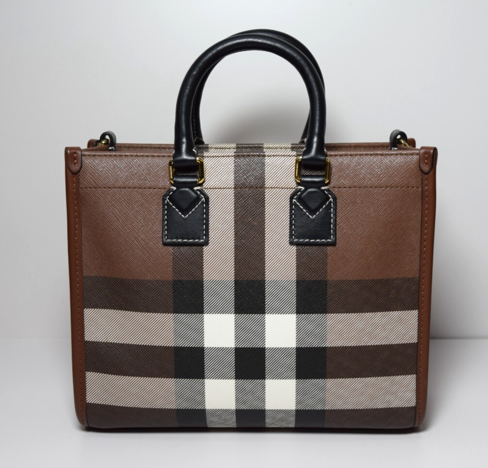 Burberry Freya Shopping Tote Check Canvas with Leather - Mini #4