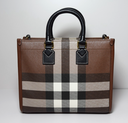 Burberry Freya Shopping Tote Check Canvas with Leather - Mini cost