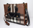 Burberry Freya Shopping Tote Check Canvas with Leather - Mini purchase