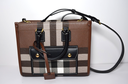 Burberry Freya Shopping Tote Check Canvas with Leather - Mini with delivery